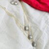Gold Plated Uncut Kundan Three Layered Chain Necklace Set