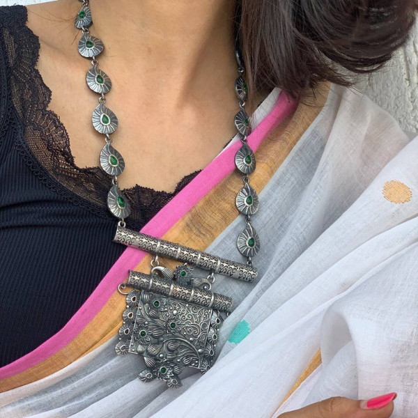 Oxidised Long Necklace Set