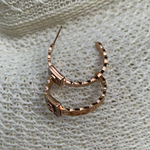 Designer Rose Gold Hoop Earring