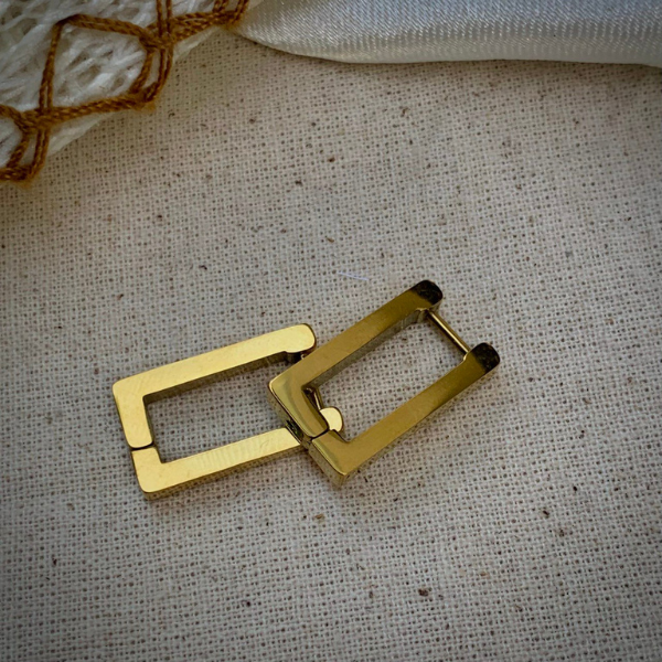 Rectangle Golden Hoop Earring