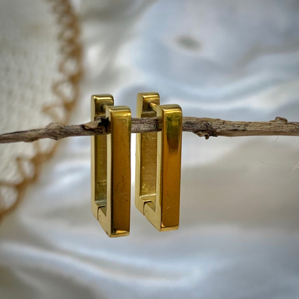Rectangle Golden Hoop Earring