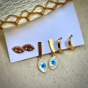 Set Of Three Earring- Evil Eye