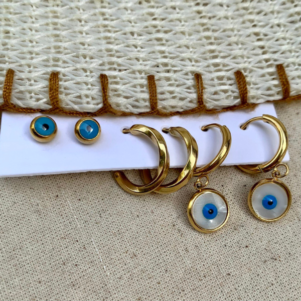 Set Of Three Evil Eye Earring