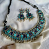 Oxidised Silver Plated Handcrafted Blue Stone Necklace Set