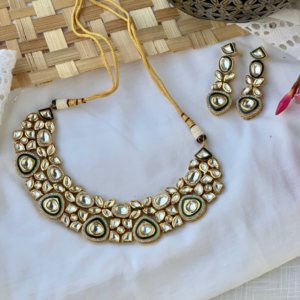 Kundan Jadau Necklace Set- Green