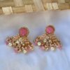 Pastel Pink Carving Stone Kundan Polki Necklace Set