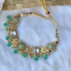 Gold-Plated Meenakari In Mint Green Beads Kundan Jewellery set