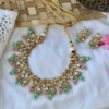 Mint Green & Pastel Pink Kundan Polki Necklace Set