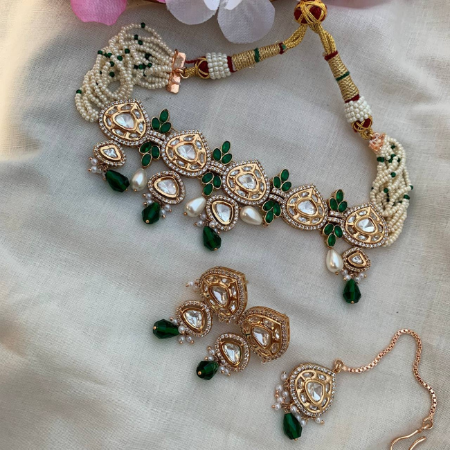 Rose Gold Jadau Kundan Necklace