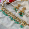 Mint Green Jadau Kundan Choker Set With Drops