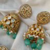 Mint Green Jadau Kundan Choker Set With Drops