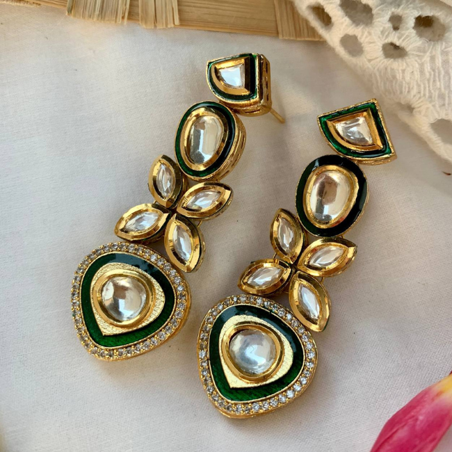 Kundan Jadau Necklace Set- Green