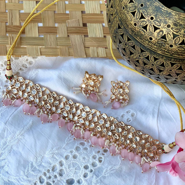 Pastel Jadau Kundan Choker Set