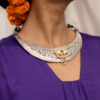 Dual Tone Tribal Silver Kundan Hasli Necklace