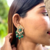 Kundan Polki Green Carving Stone Stud Earring