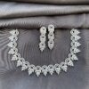 White Finish Faux Diamond Necklace Set Jewellery