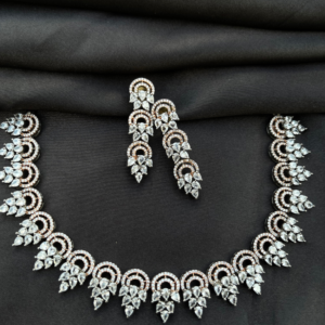 Dual Tone American Diamond Necklace | CZ Jewellery Necklace Set