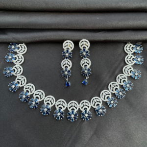 Wedding Jewellery American Diamond Sapphire Necklace | CZ Jewellery Necklace