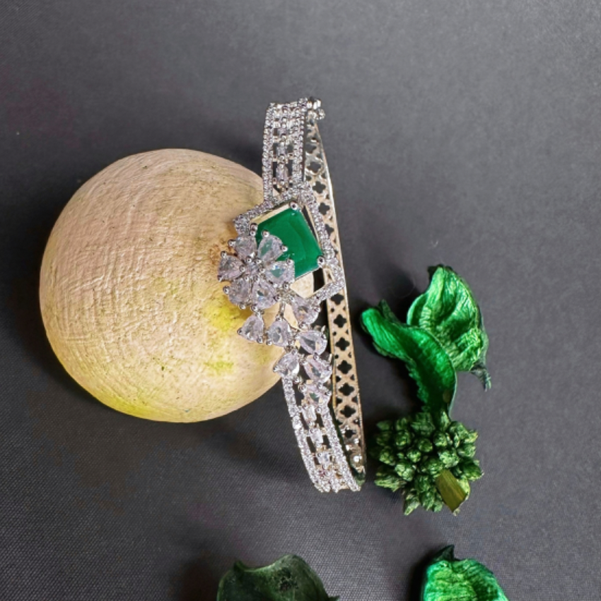 Classy Emerald Green American Diamond Bracelet