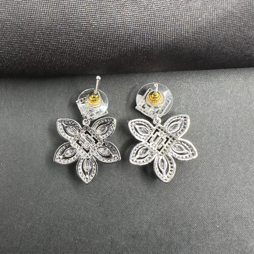 American Diamond Princess Leaf Stud Earrings