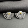 Quirky Semi Circle Shape American Diamond Stud Earrings