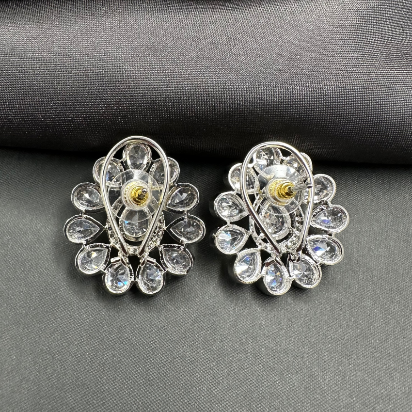 Silver Plated American Diamond Stud Earrings