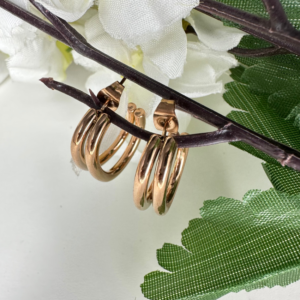 Gold Plated Double Stranded Hoop Earrings