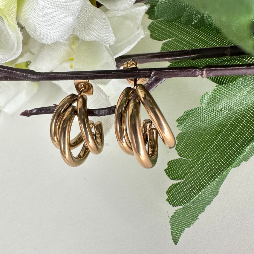 Gold Plated Triple Stranded Earrings