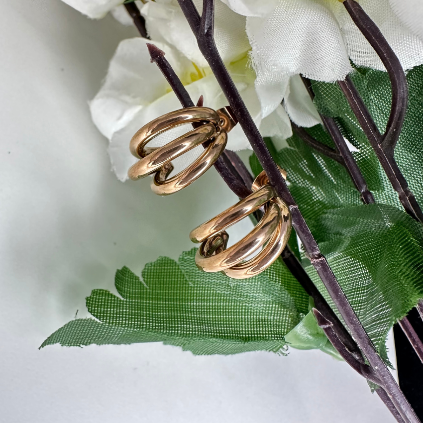 Gold Plated Triple Stranded Earrings