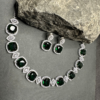 Faux American Diamond Doublet Neck Set- Emerald Green