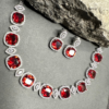 Faux American Diamond Doublet Neck Set- Hydro Red