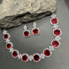 Faux American Diamond Doublet Neck Set- Hydro Red