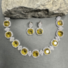 Faux American Diamond Doublet Neck Set- Ting yellow