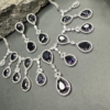 Sparkling Elegant Purple Teardrop Faux American Diamond Doublet Necklace