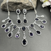 Sparkling Elegant Purple Teardrop Faux American Diamond Doublet Necklace