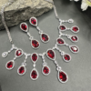 Sparkling Elegant Red Teardrop Faux American Diamond Doublet Necklace