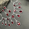 Sparkling Elegant Red Teardrop Faux American Diamond Doublet Necklace