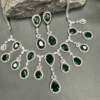 Sparkling Elegant Green Teardrop Faux American Diamond Doublet Necklace