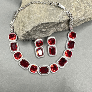 Ruby American Diamond Wedding Jewellery Set