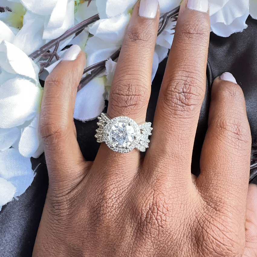 Round American Diamond Cocktail Ring