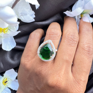 Emerald Pear Cut Stunning American Diamond Ring