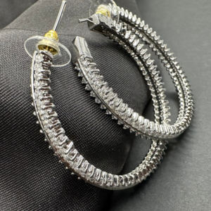 American Diamond Silver Plated Hoop Earrings