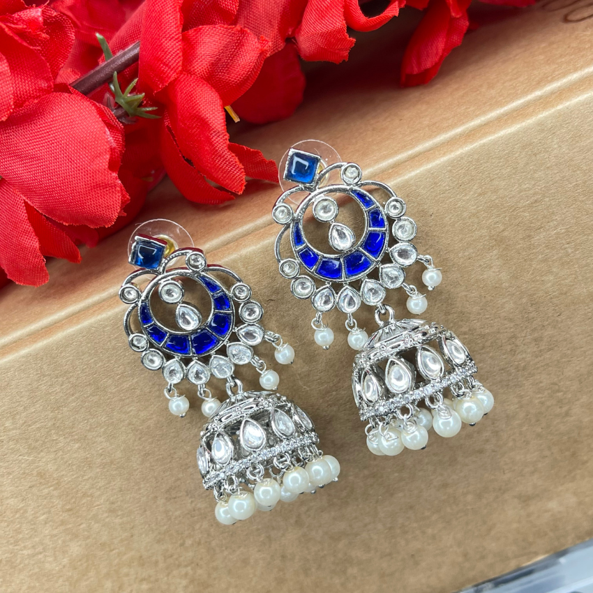 Sapphire Stoned Statement Wedding Jhumkha