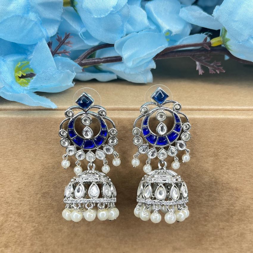 Sapphire Stoned Statement Wedding Jhumkha