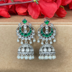 Emerald Stoned Statement Wedding Jhumkha