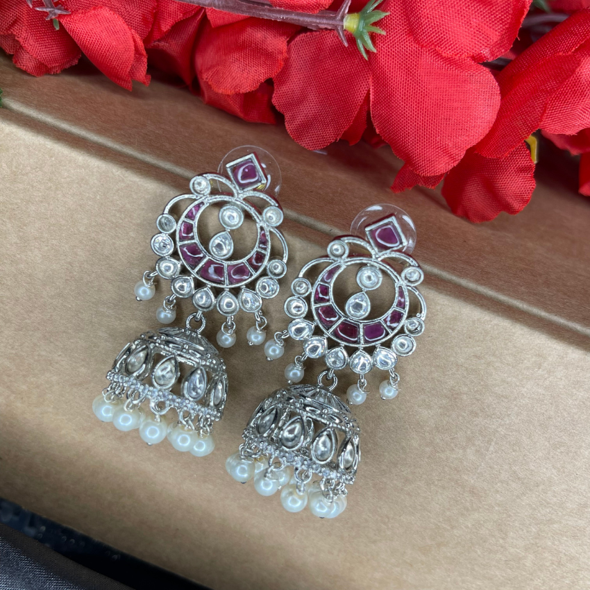 Ruby Stoned Statement Wedding Jhumka