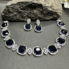 Faux American Diamond Doublet Neck Set- Sapphire Blue