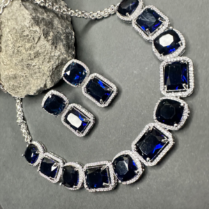 Sapphire Blue American Diamond Wedding Jewellery Set