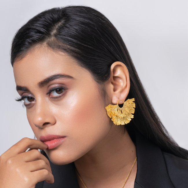 Ginkgo Statement Stud Earring