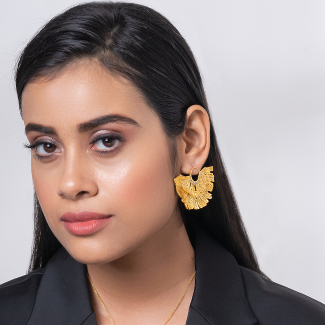 Ginkgo Statement Stud Earring